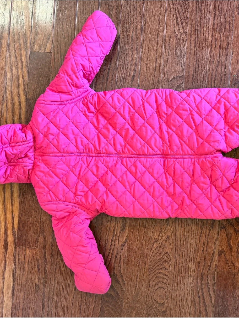 Ralph Lauren Hot Pink Quilted Hooded Footie One-Piece